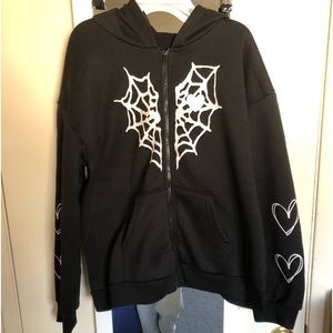 SHEIN Black Skeleton Heart Hoodie